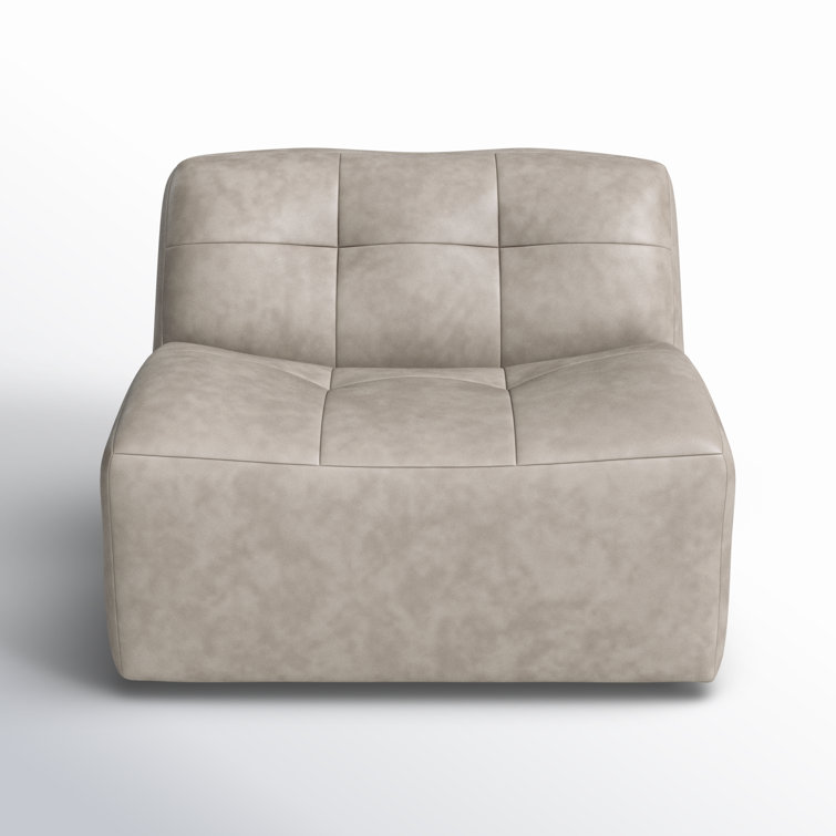 Gray Leather Handcrafted Swivel Slipper Chair