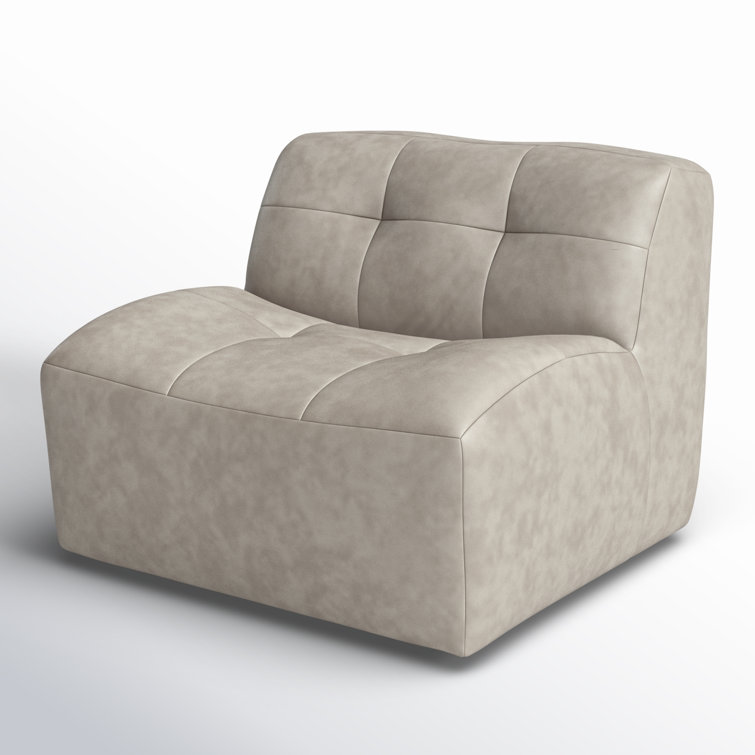 Gray Leather Handcrafted Swivel Slipper Chair