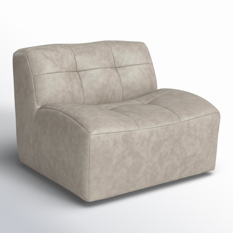 Gray Leather Handcrafted Swivel Slipper Chair