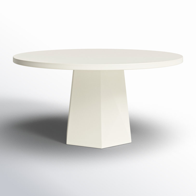 White Concrete 60'' Round Outdoor Dining Table