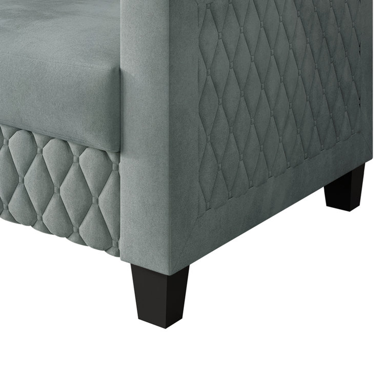 Light Blue Diamond-Patterned Velvet 2-Piece Living Room Set