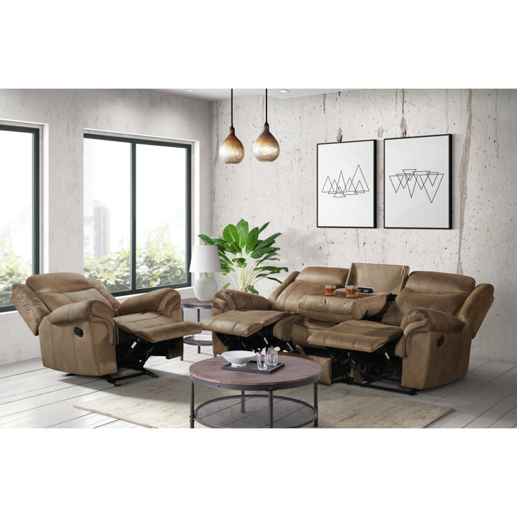 Tasso 3-Piece Dark Brown Reclining Sofa, Loveseat, and Chair Set