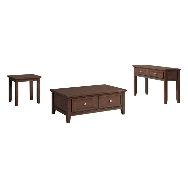 Cherry Finish 3-Piece Occasional Table Set with Drawers