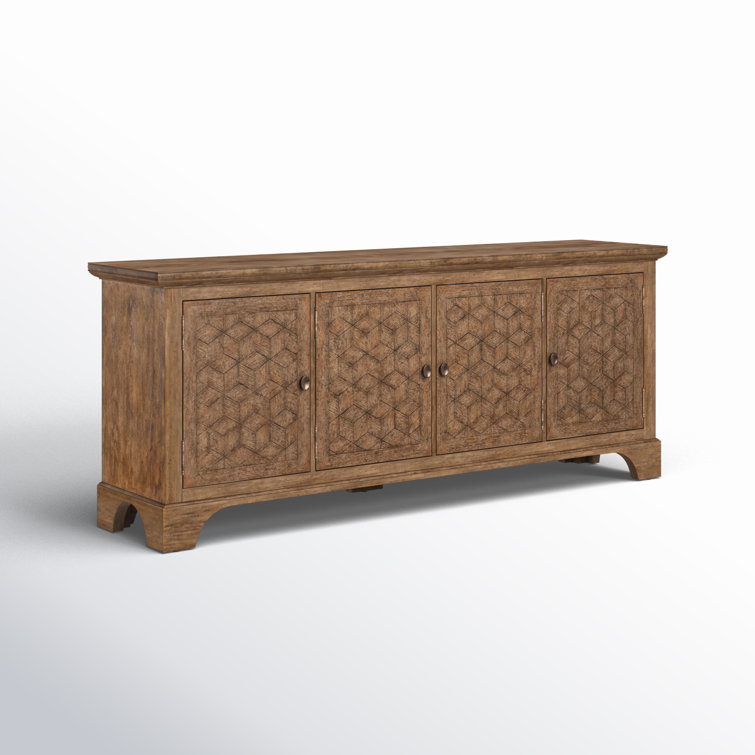 Rustic Honey Oak 84" Media Console with Cabinets