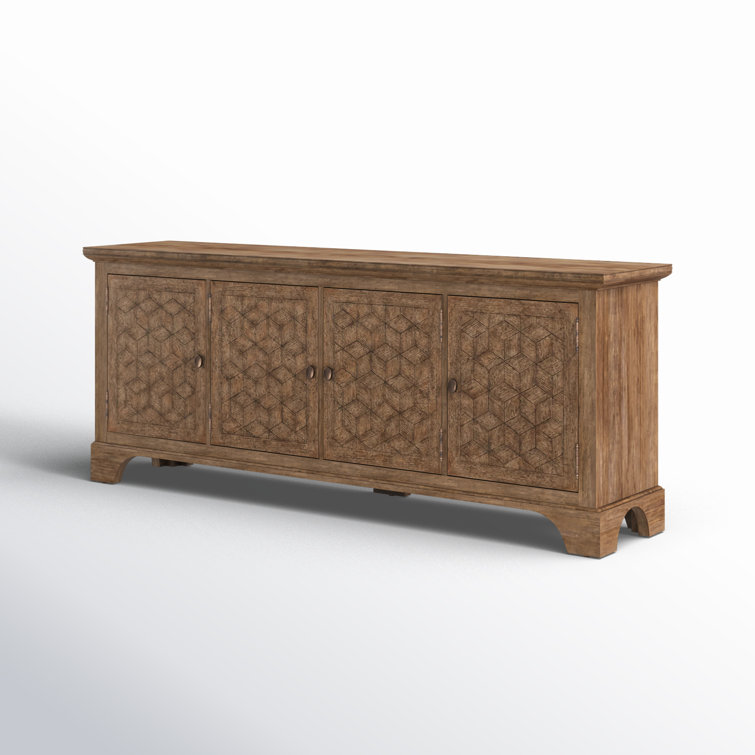 Rustic Honey Oak 84" Media Console with Cabinets
