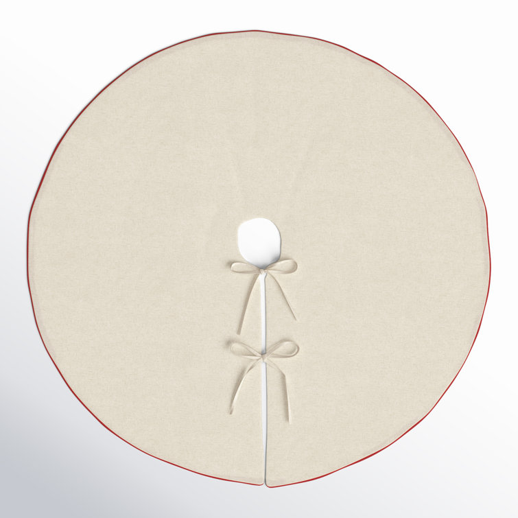 Natural Linen and Red Piping 56" Circular Tree Skirt