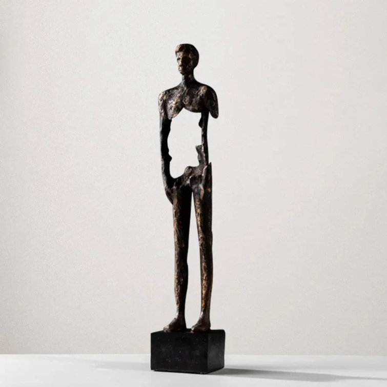 Hollowed-out Black Resin Abstract Art Figurine Sculpture