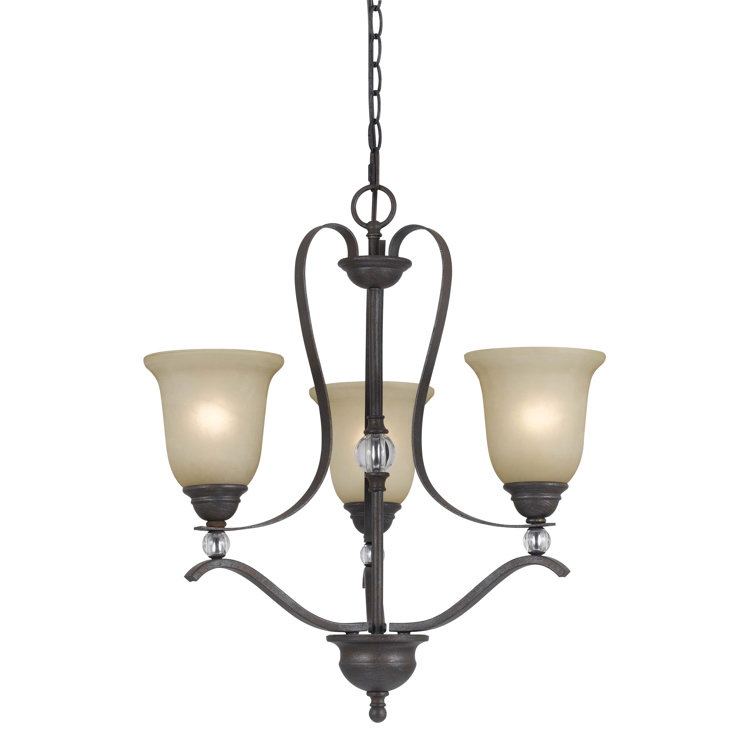 Elegant Gray and Bronze 3-Light Empire Chandelier with Faux Crystal Accents