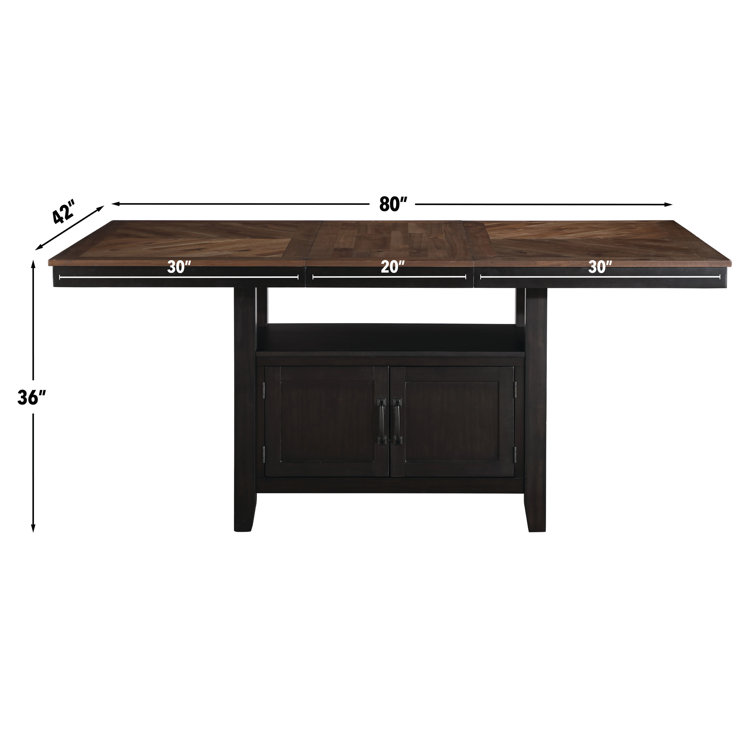 Bermuda 7-Piece Black and Acacia Wood Counter Dining Set