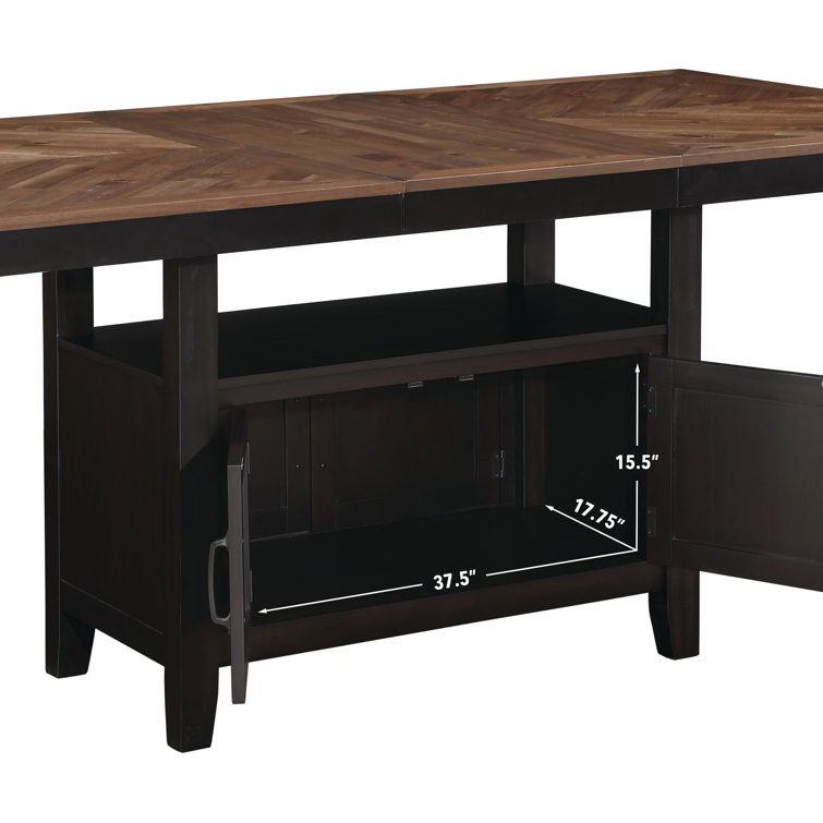 Bermuda 7-Piece Black and Acacia Wood Counter Dining Set