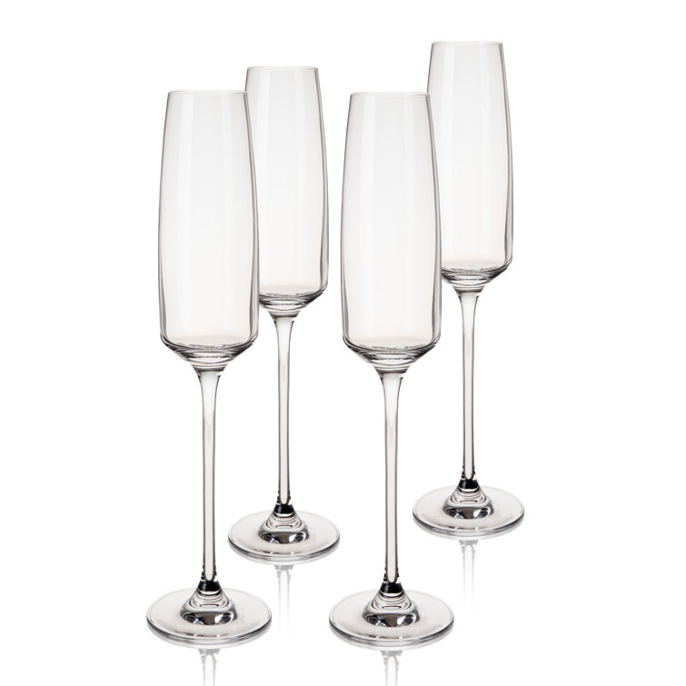 Julien 5.75oz Clear Crystal Champagne Flute Glasses Set of 4