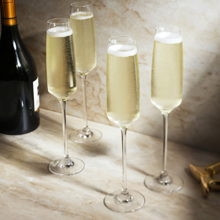 Julien 5.75oz Clear Crystal Champagne Flute Glasses Set of 4