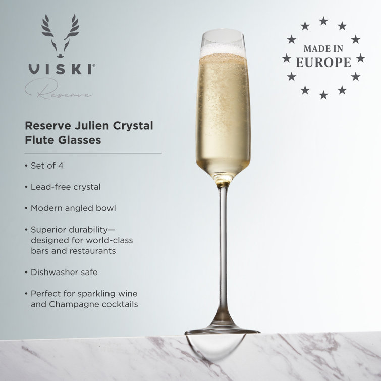 Julien 5.75oz Clear Crystal Champagne Flute Glasses Set of 4