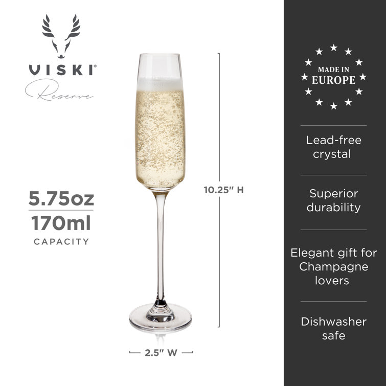 Julien 5.75oz Clear Crystal Champagne Flute Glasses Set of 4