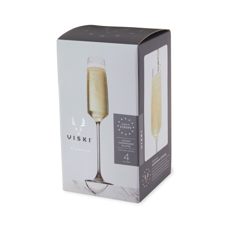Julien 5.75oz Clear Crystal Champagne Flute Glasses Set of 4