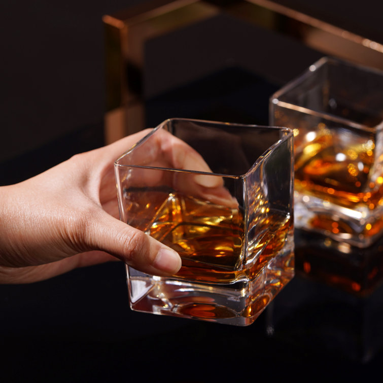 Viski 10oz Clear Crystal Square Rocks Glass Set