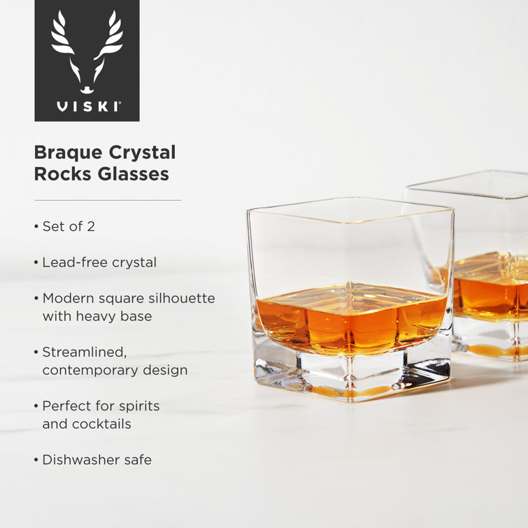 Viski 10oz Clear Crystal Square Rocks Glass Set