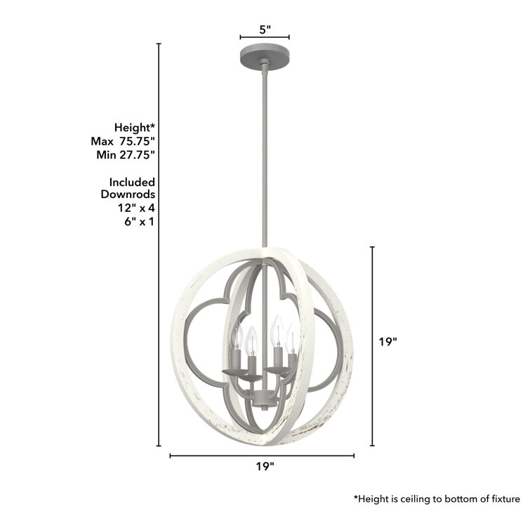 Gablecrest Rustic White 19" Globe Pendant with Painted Concrete Finish