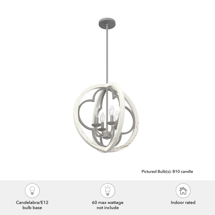 Gablecrest Rustic White 19" Globe Pendant with Painted Concrete Finish