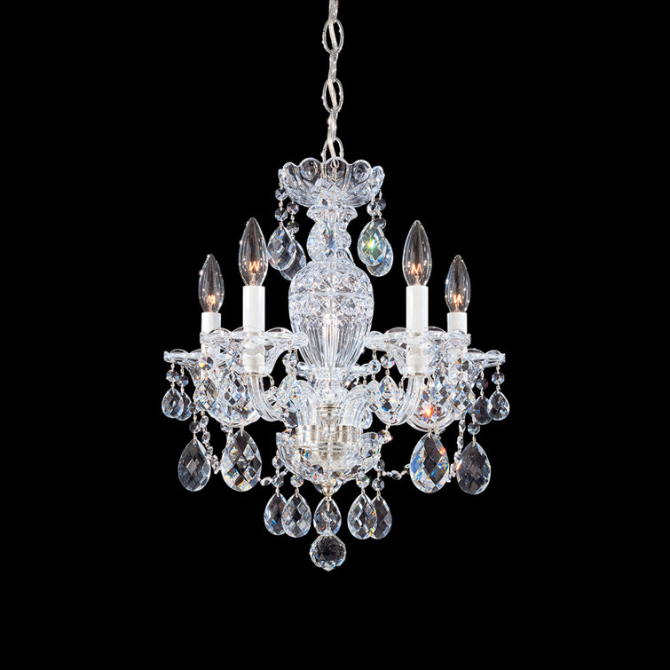 Mini Polished Silver Crystal 5-Light Chandelier