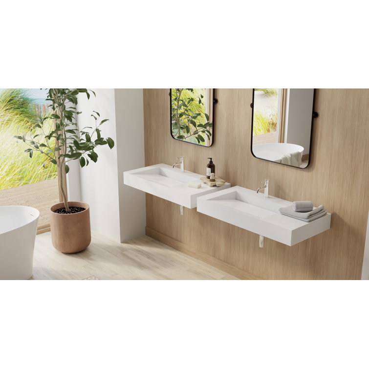 Gloss White 39'' Rectangular Wall-Mount Bathroom Sink
