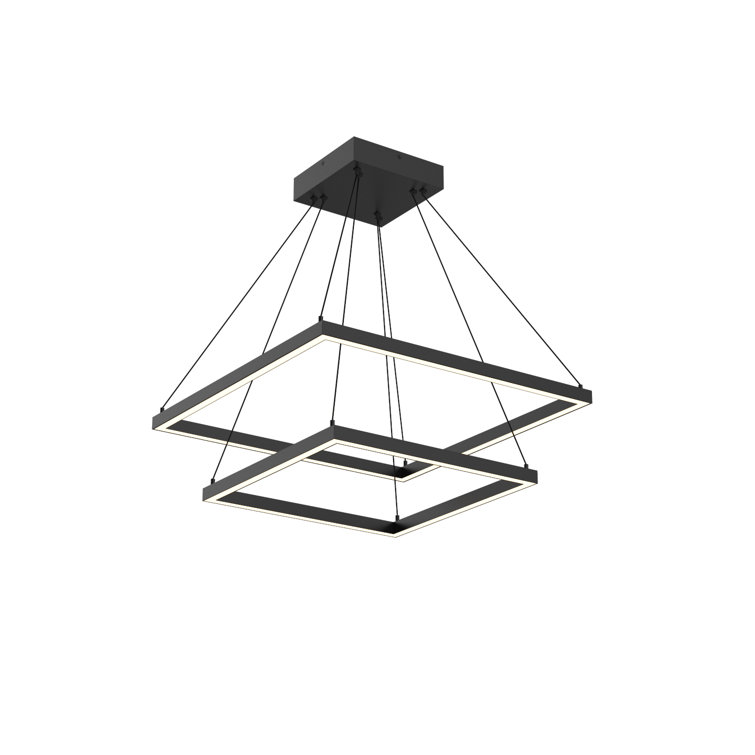 Piazza Black LED Geometric Chandelier 31.5" with Dual Light Emission