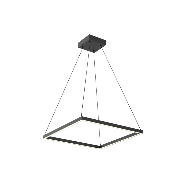 Piazza 24" Square LED Pendant Light in Matte Black Aluminum