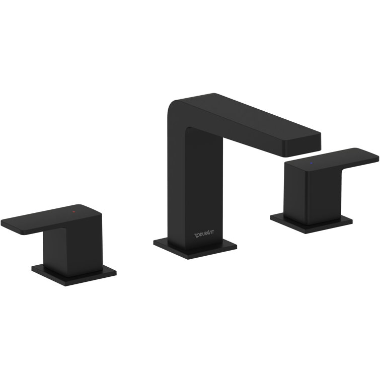 Matte Black Widespread High Arc Bathroom Faucet with Drain Assembly