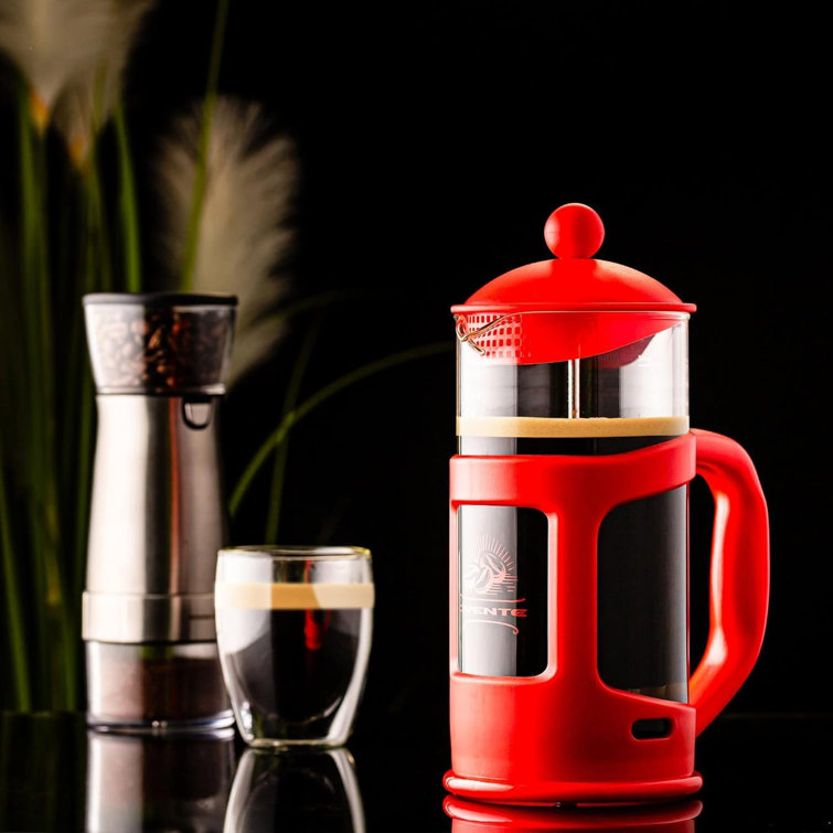 Red 34 Oz Glass and Stainless Steel French Press Coffee Maker