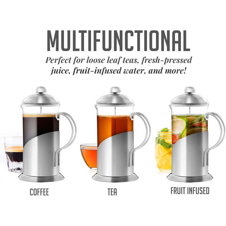 34 oz Silver Stainless Steel French Press Coffee Maker