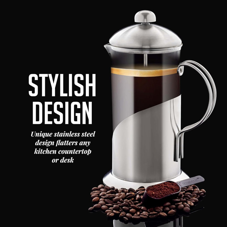 34 oz Silver Stainless Steel French Press Coffee Maker