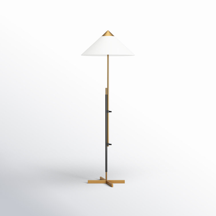 Adjustable Franklin Pharmacy Floor Lamp in Burnished Brass and Deep Bronze