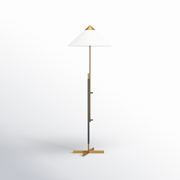 Adjustable Franklin Pharmacy Floor Lamp in Burnished Brass and Deep Bronze