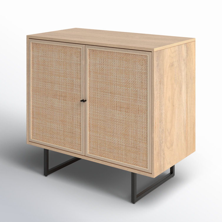 Carmel Natural Mango Wood and Iron 35" Accent Cabinet