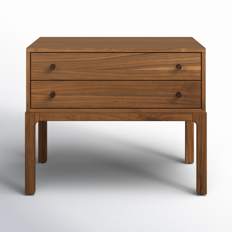 Daniella Campaign-Style 2-Drawer Natural Walnut Nightstand