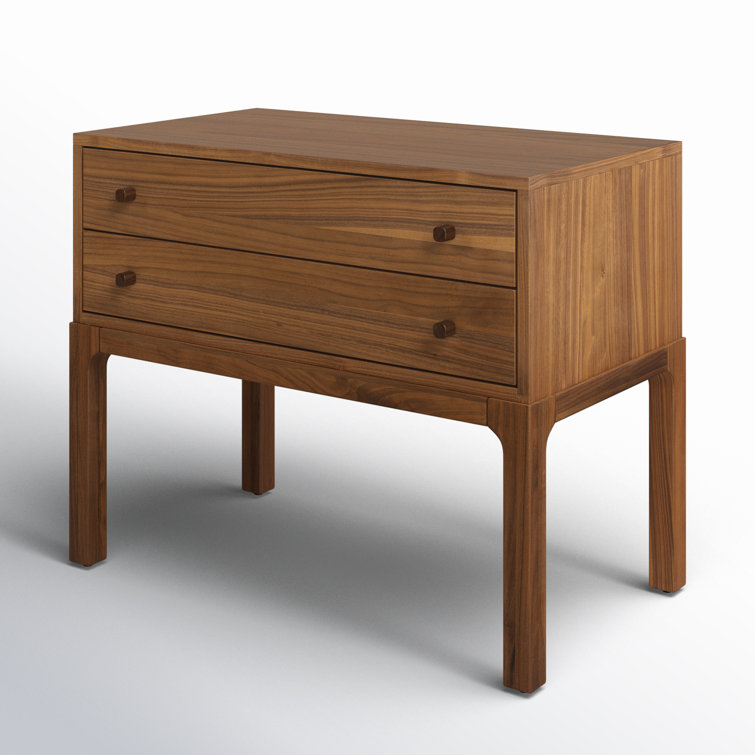 Daniella Campaign-Style 2-Drawer Natural Walnut Nightstand