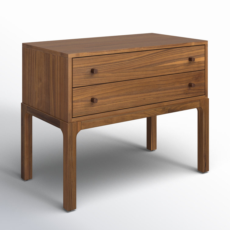 Daniella Campaign-Style 2-Drawer Natural Walnut Nightstand