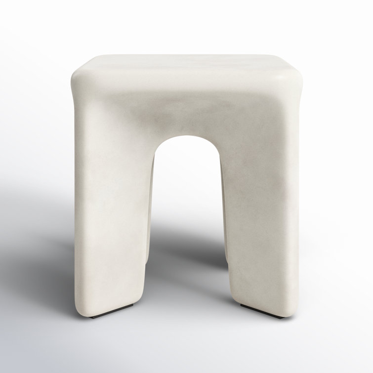 Sculpted Thayer White Concrete Square End Table