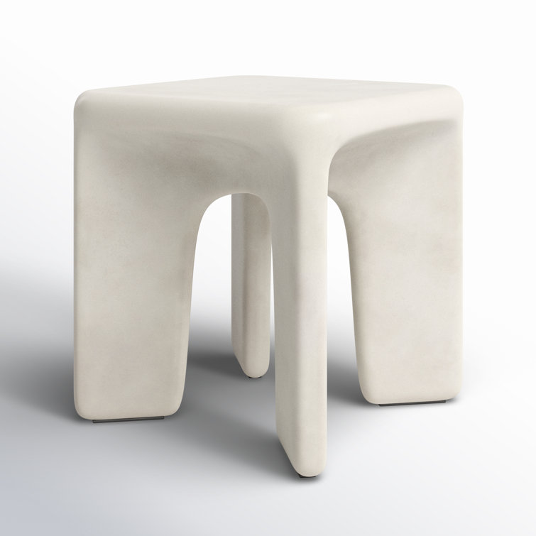 Sculpted Thayer White Concrete Square End Table