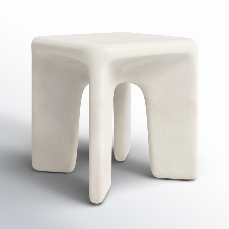 Sculpted Thayer White Concrete Square End Table