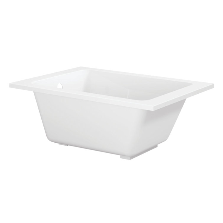 Glossy White Acrylic Rectangular Drop-In Tub with Anti-Skid Surface