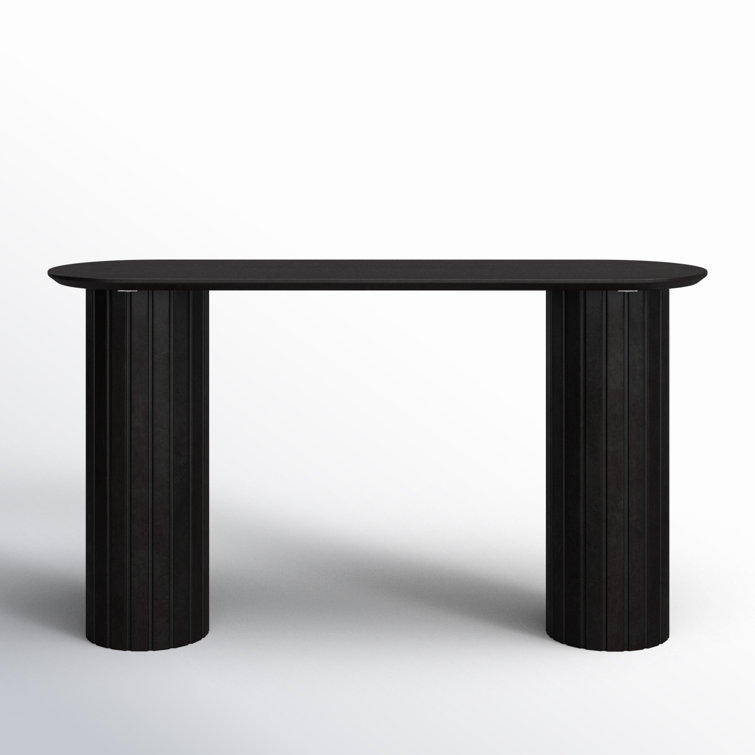 Daley 54'' Black Solid Oak Oval Console Table