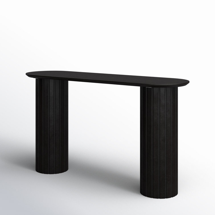 Daley 54'' Black Solid Oak Oval Console Table
