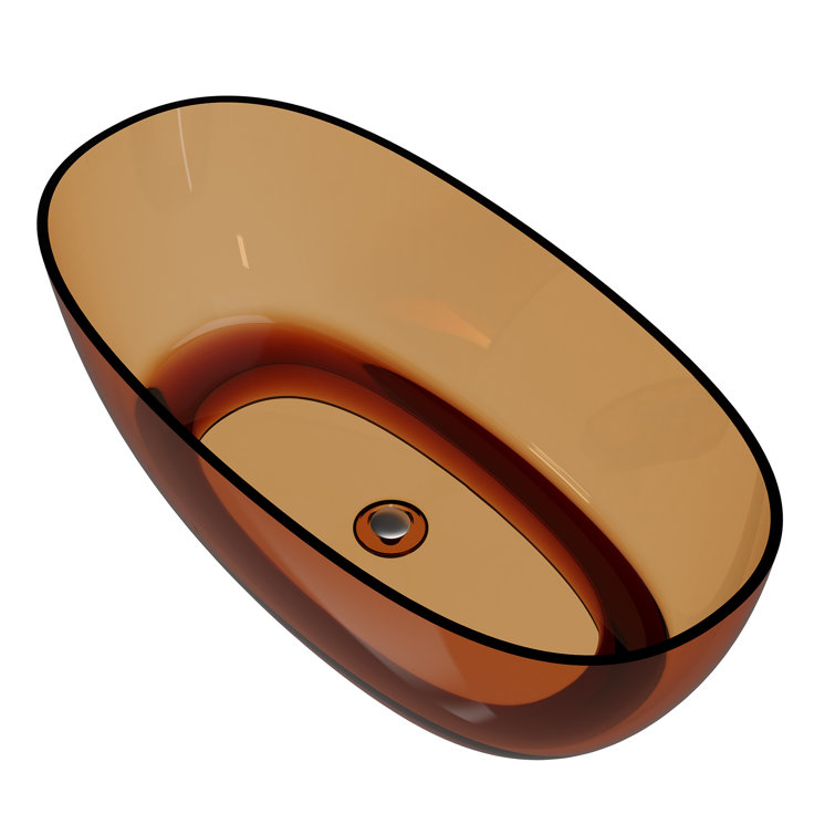 59'' Coffee Transparent Resin Freestanding Soaking Bathtub