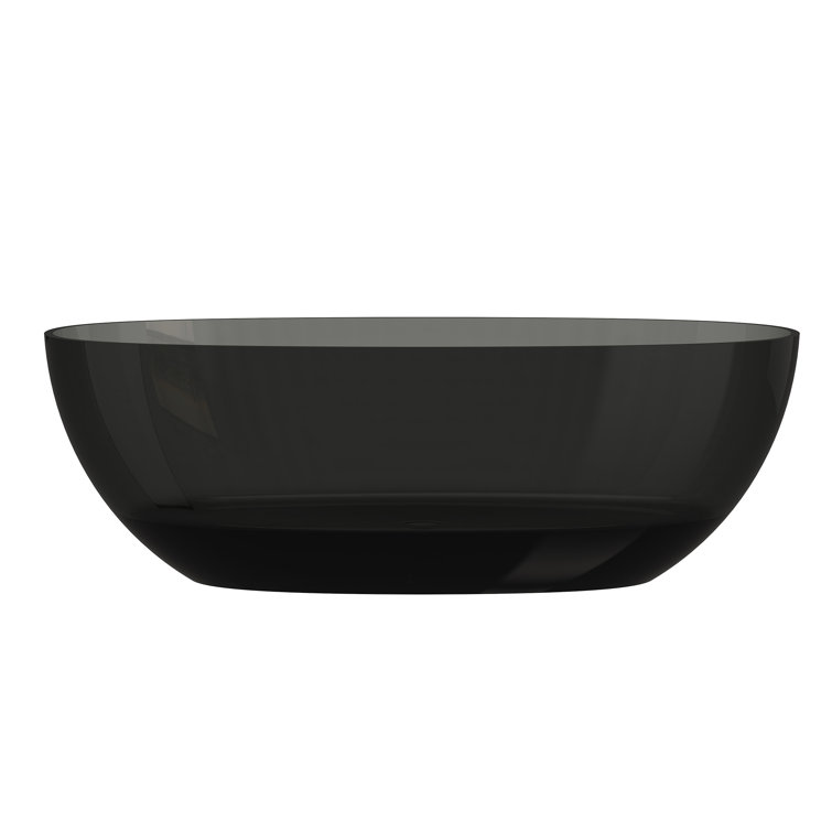 67'' x 30'' Black Transparent Resin Freestanding Soaking Bathtub