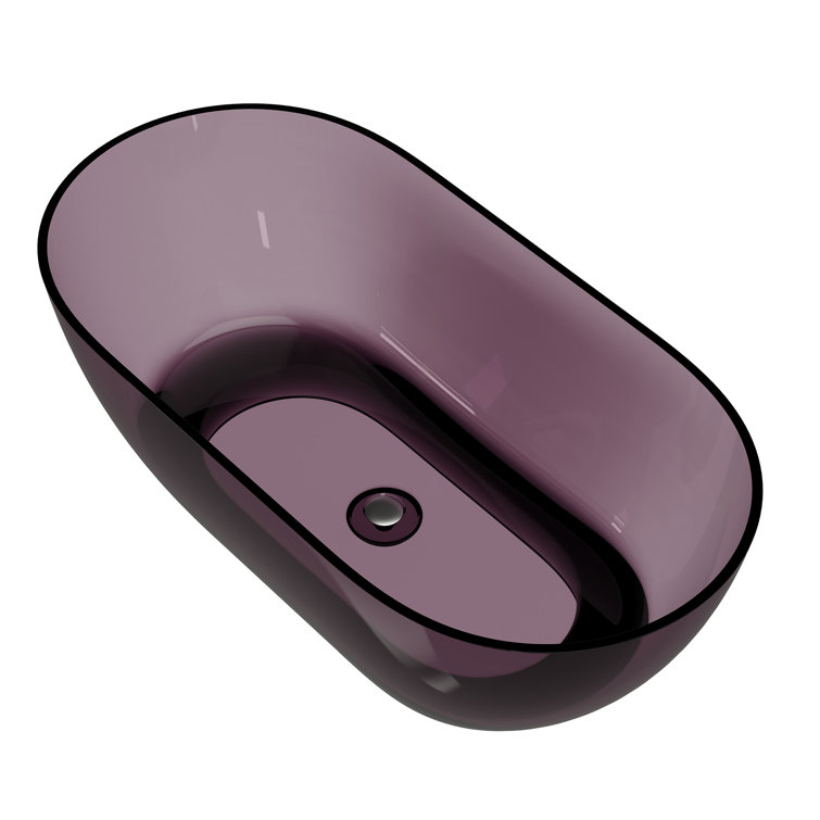 59-Inch Freestanding Transparent Purple Resin Bathtub