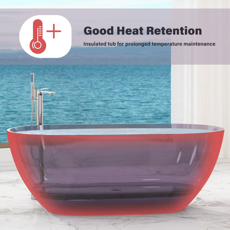 59-Inch Freestanding Transparent Purple Resin Bathtub