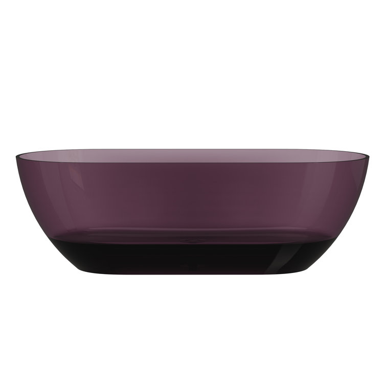 69'' Purple Transparent Resin Freestanding Soaking Bathtub