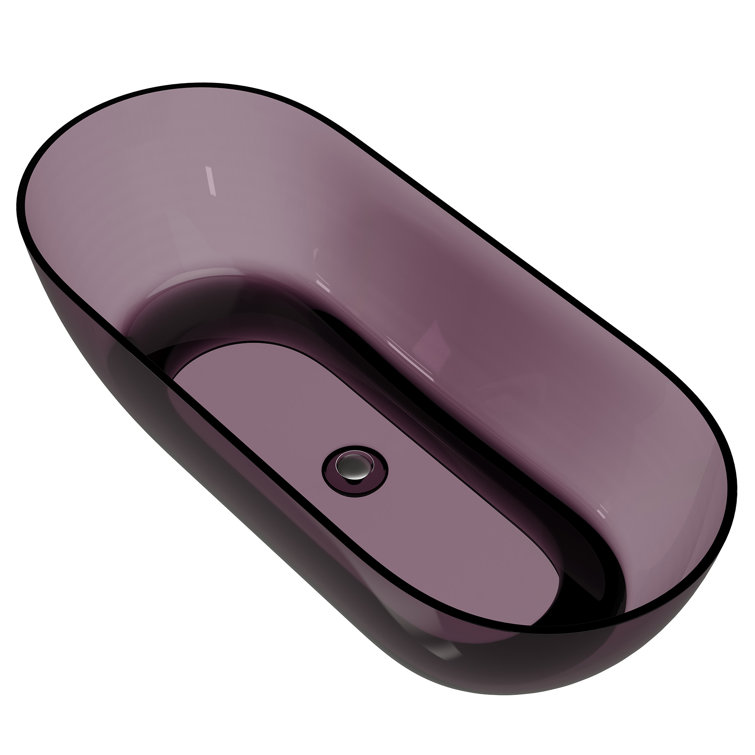 69'' Purple Transparent Resin Freestanding Soaking Bathtub