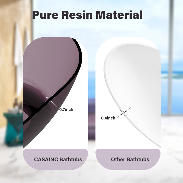 69'' Purple Transparent Resin Freestanding Soaking Bathtub